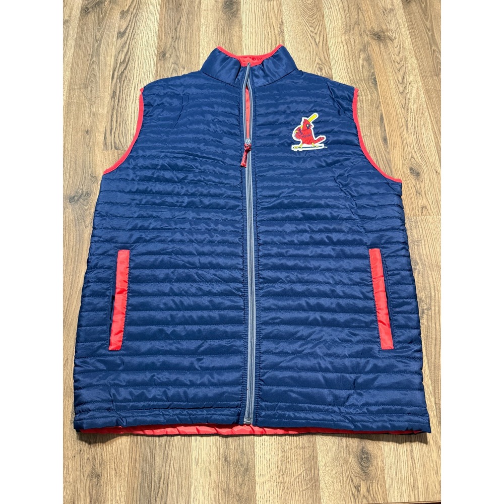 St. Louis Cardinals Puffer Vest Men XL Navy Blue MLB Baseball Padded Excellent